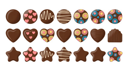 A colorful collection of assorted chocolate treats in various shapes and designs