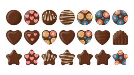 A colorful collection of assorted chocolate treats in various shapes and designs