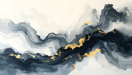 Abstract Artistic Painting with Gold Accents.