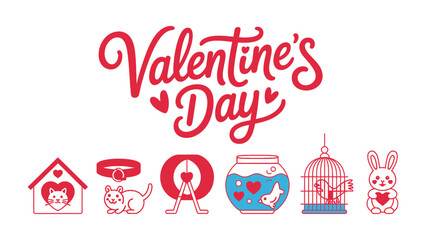 Valentine's Day Pet Love: Celebrate Valentine's Day with cute, hand-drawn illustrations of beloved pets, conveying messages of affection and the beauty of friendship.