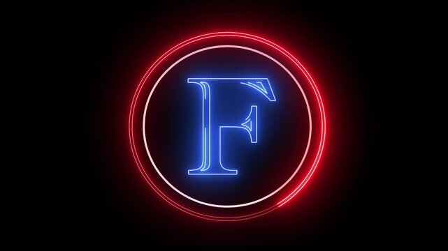 F letter minimal single alphabet logo animation in round circle dark background