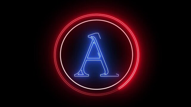 A letter minimal single alphabet logo animation in round circle dark background