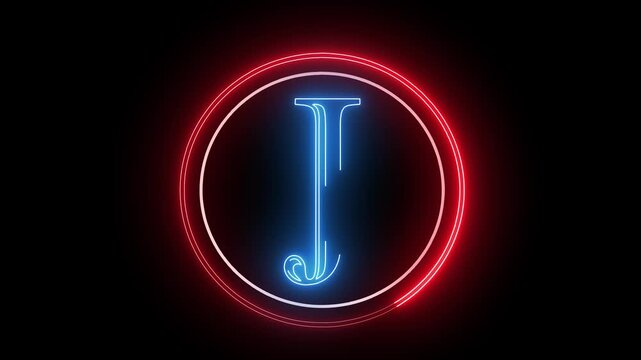 J letter minimal single alphabet logo animation in round circle dark background