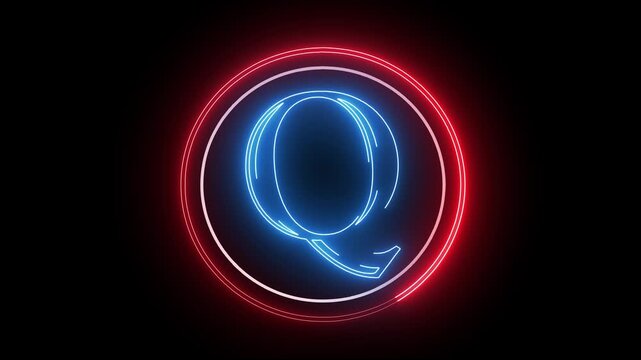 Q letter minimal single alphabet logo animation in round circle dark background