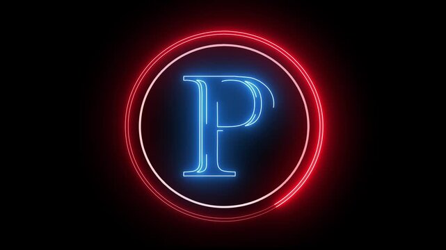 P letter minimal single alphabet logo animation in round circle dark background