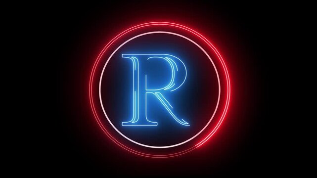 R letter minimal single alphabet logo animation in round circle dark background