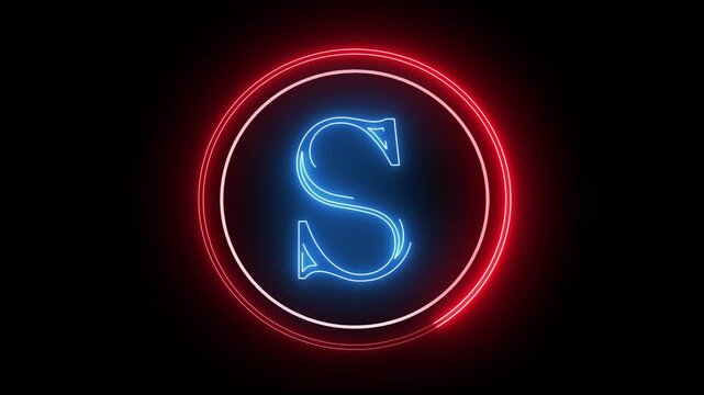 S letter minimal single alphabet logo animation in round circle dark background