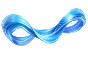 Abstract blue liquid flowing in a wavy shape, creating a dynamic motion stream, isolated on transparent background