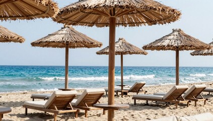 lounge chairs on the beach