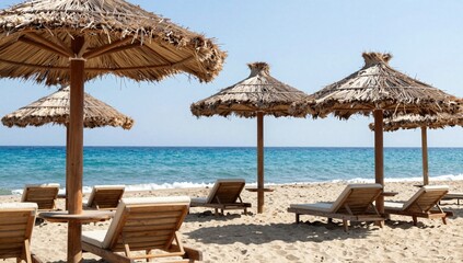 lounge chairs on the beach