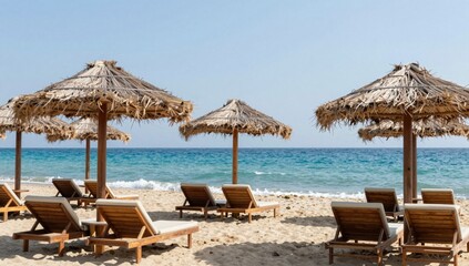 lounge chairs on the beach