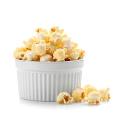 A bowl of freshly popped yellow popcorn