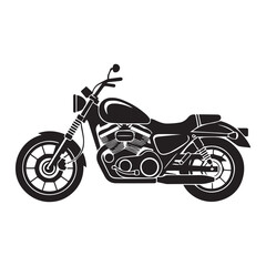 Obraz premium Black silhouette of a classic American motorcycle vector illustration