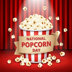 National popcorn day celebration with red and white bucket