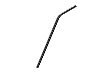Obraz premium Reusable black metal bent drinking straw, an eco-friendly accessory, promoting sustainability on transparent background
