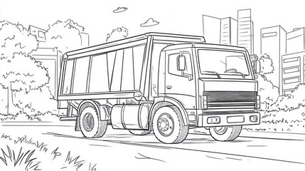 City Truck Coloring Page