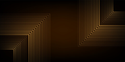 dynamic golden arc line technology design concept on black background