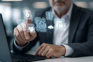 Businessman Using Virtual Interface