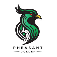 Fototapeta premium Golden Pheasant Cartoon Silhouette Vector | Vibrant Black & White Bird Design