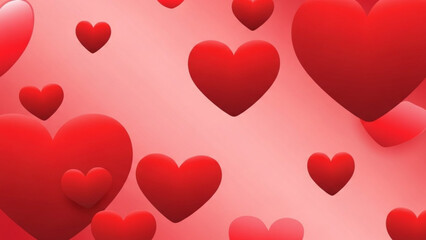 Red Hearts Floating on Pink Background, Valentines Day, Love Concept