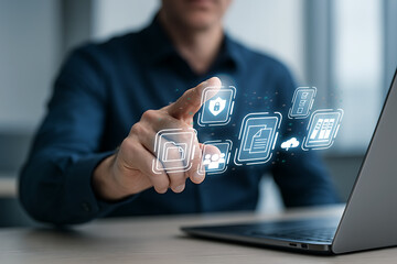 Businessman Using Virtual Interface