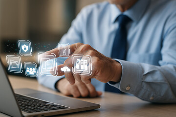 Businessman Using Virtual Interface