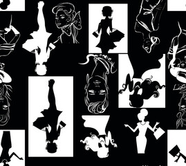 abstract women style fashion seamless pattern, vector design of modding and style 