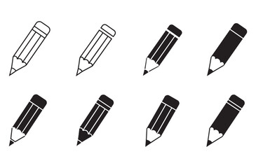 Pencil Silhouette Icon Sheet &ndash; Writing, Stationery, and Education Vector Icons