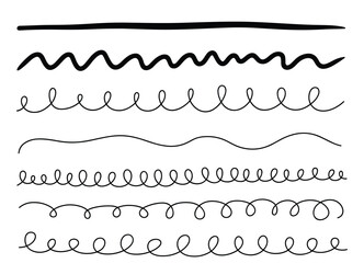 Obraz premium Collection of Hand Drawn Black Ink Lines and Swirls on White Background scribble scribbles