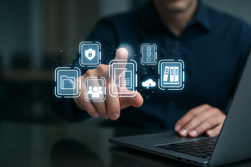 Businessman Using Virtual Interface