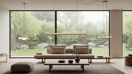 Fototapeta premium Modern living room interior isolated on white background