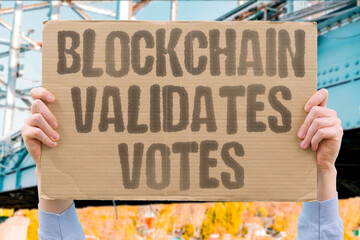 "Blockchain Validates Votes" Distributed ledgers verify elections automatically. DISTRIBUTED. LEDGERS. ELECTIONS. VERIFICATION. AUTOMATED.