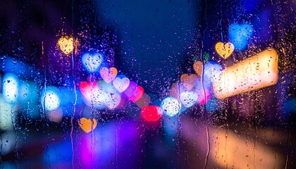 Night City Rain Heart Bokeh, Generative AI