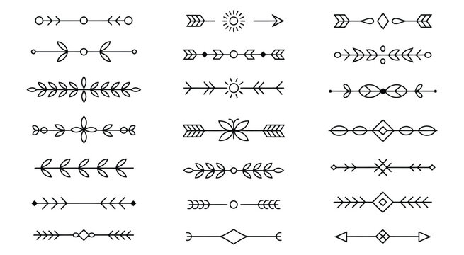 set of decorative hand drawn dividers and page separators in elegant minimalistic styles, a premium ranked vector set featuring simple yet refined ornamental elements for digital and print design, 