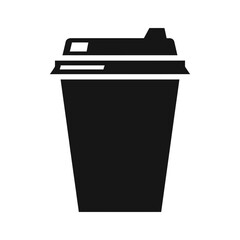 Black coffee cup with lid isolated on white background, Vector