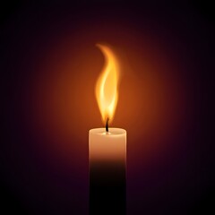 Single burning candle flame glow dark background vector