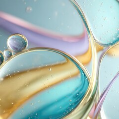 Floating oil and water bubbles creating a cloud-like formation