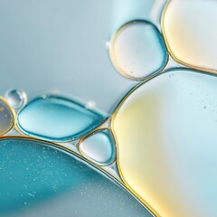 Floating oil and water bubbles creating a cloud-like formation