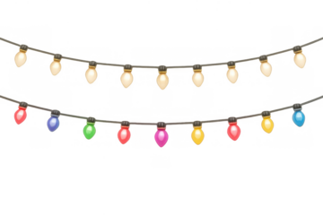 Christmas lights garland creating festive decoration for holiday celebration with colorful glowing bulbs