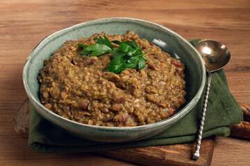 lobio, a traditional Georgian dish, boiled beans, homemade, no people,