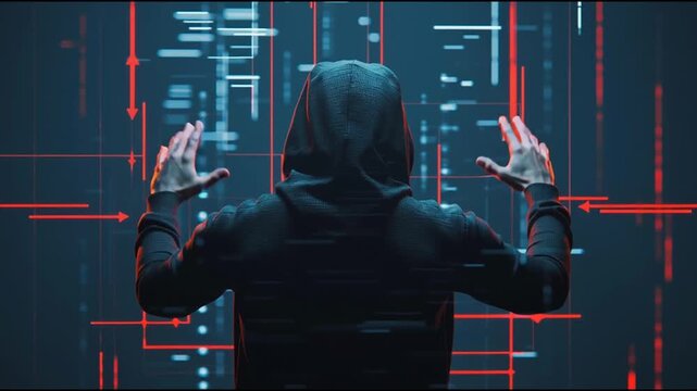 Hacker are planning to hack and attack networks and cyber security systems..Smart Innovation city with connection cyber security network reciprocity over the cityscape . future wireless digital city