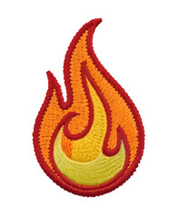 Embroidered Flame Patch with Transparent Background