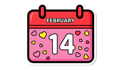 Valentine's Day Calendar: A charming illustration captures the essence of love with a calendar highlighting February 14th, adorned with hearts. The image evokes feelings of affection, romance.