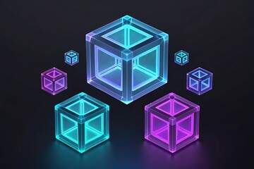 An abstract depiction of interconnected digital blocks, glowing holographically to represent modern tech infrastructure and complex information networks in a futuristic virtual space.