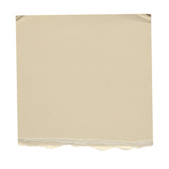 Beige paper with torn edges isolated on transparent background