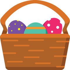 Fototapeta premium a vector easter basket with purple, red and green egg