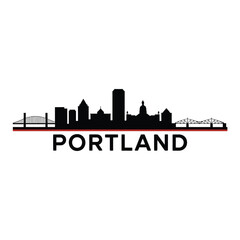 Fototapeta premium Portland oregon city skyline silhouette with bridge and buildings