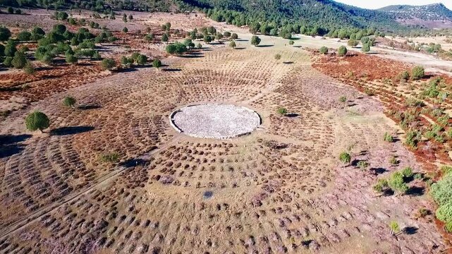Famous sad hill cemetery film location orbiting aerial view