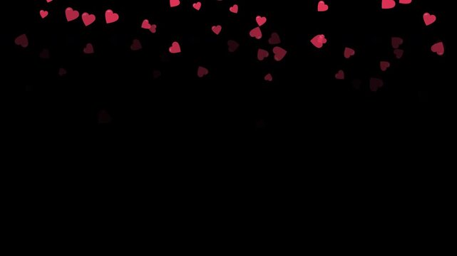 Falling Heart Emoji Animation Overlay with Alpha Channel, Seamless Loop on Transparent Background, Romantic Love 4K Video