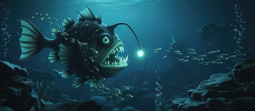 anglerfish modern 3D animation and cartoon screenshot still in natural habitat - animated wildlife